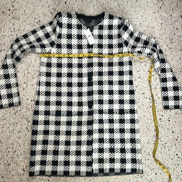 Ann Taylor black white gingham plaid button front coatigan knit small s - Picture 5 of 8